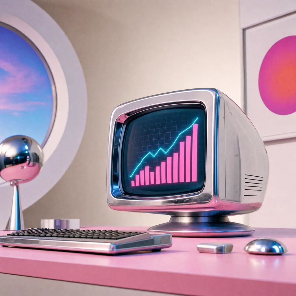 Monitor chrome retro con gráficas